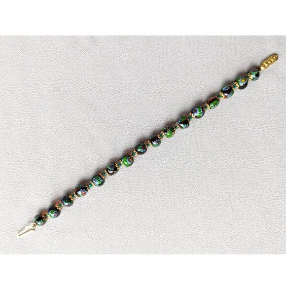 Venetian Murano Millefiori Glass Bead Bracelet 7 3/4” - Picture 3 of 4